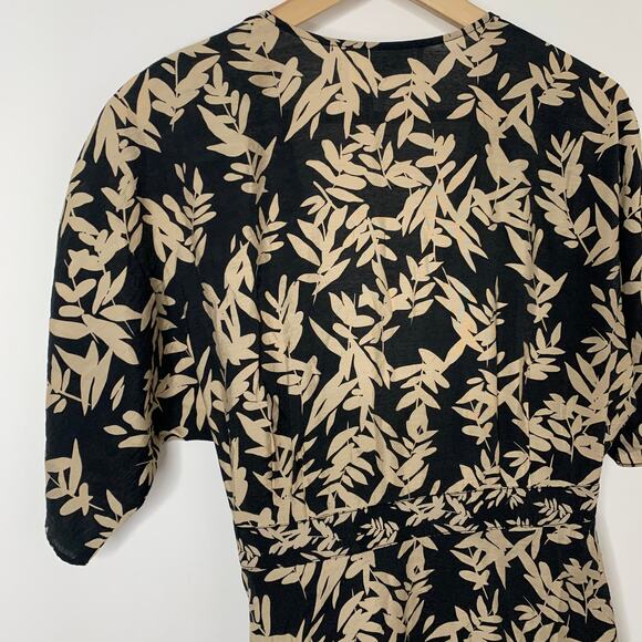 Ba&sh Tabby Wrap Dress Black & Beige Print Midi Length Womens Small - Picture 9 of 13